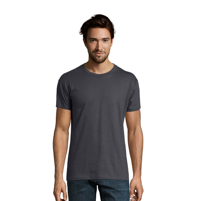 Charcoal Marl - Side - SOLS Mens Imperial Slim Fit Short Sleeve T-Shirt