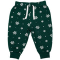 Bottle Green-White - Front - Larkwood Baby Snowflake Lounge Pants