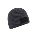 Graphite Grey-Black - Front - Beechfield Fashion Woven Patch Beanie