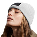 Light Grey-Black - Back - Beechfield Fashion Woven Patch Beanie