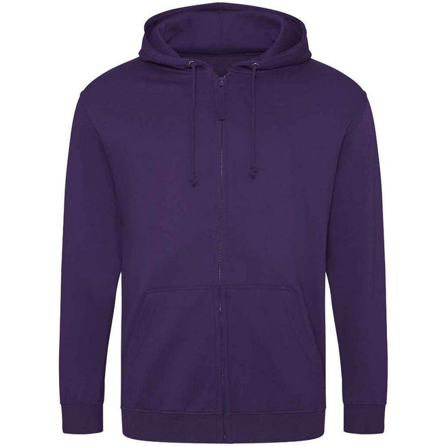 Purple - Front - Awdis Mens Full Zip Hoodie
