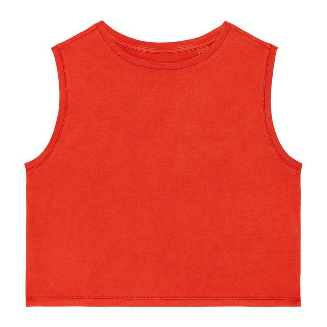 Paprika Red - Front - Native Spirit Womens-Ladies Faded Cropped Tank Top