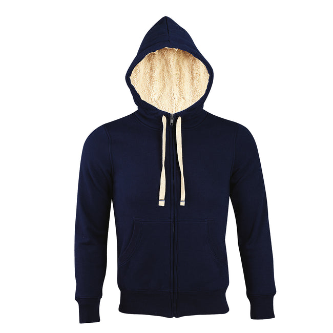 French Navy - Front - SOLS Sherpa Unisex Zip-Up Hooded Sweatshirt - Hoodie