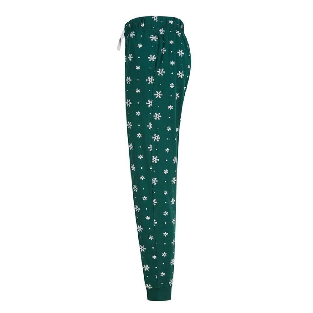 Bottle Green - Side - SF Minni Womens-Ladies Snowflake Lounge Pants