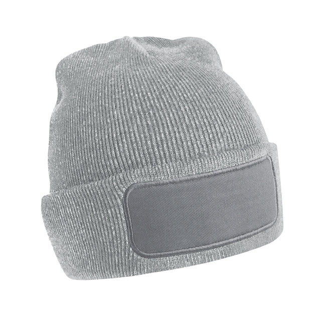 Heather Grey - Front - Beechfield Unisex Adult Patch Beanie