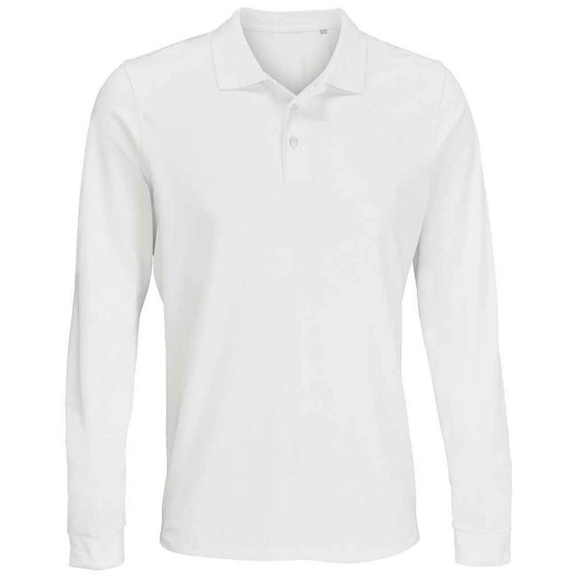 White - Front - SOLS Unisex Adult Prime Pique Long-Sleeved Polo Shirt