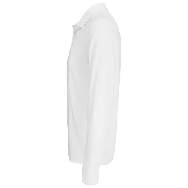 White - Back - SOLS Unisex Adult Prime Pique Long-Sleeved Polo Shirt