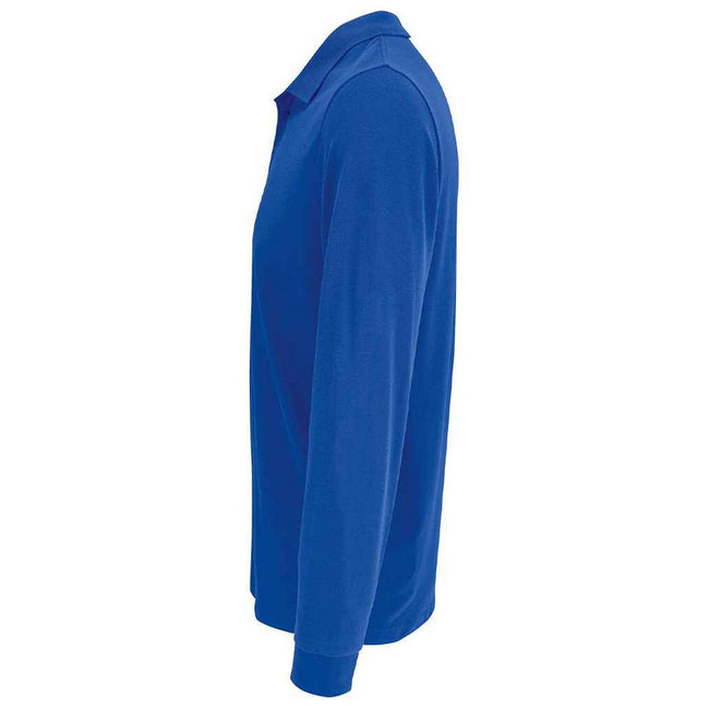 Royal Blue - Back - SOLS Unisex Adult Prime Pique Long-Sleeved Polo Shirt