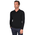 Black - Front - Brook Taverner Mens Casper Knitted Long-Sleeved Polo Shirt