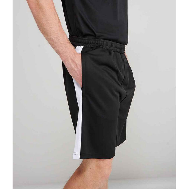Black-White - Side - Finden & Hales Mens Knitted Shorts