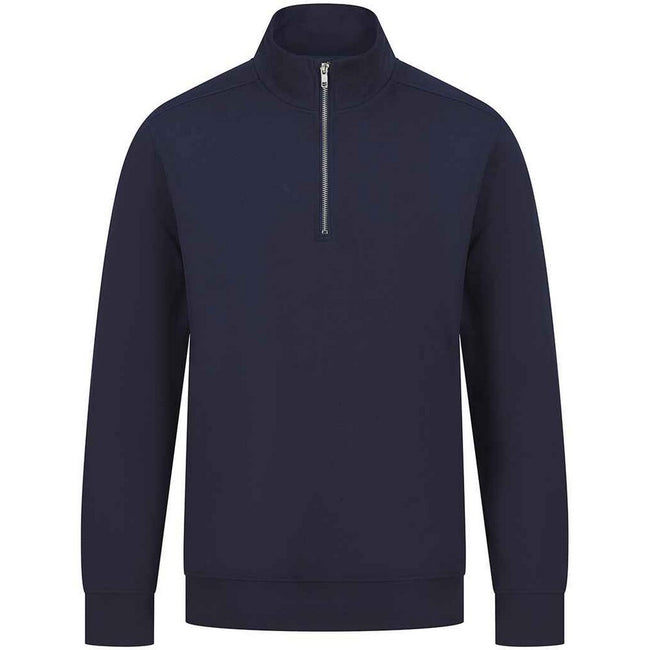 Navy - Front - Henbury Unisex Adult Sustainable Quarter Zip Sweatshirt