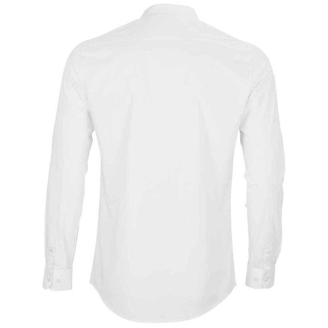 Optic White - Back - NEOBLU Mens Poplin Bart Mao Collar Long-Sleeved Formal Shirt