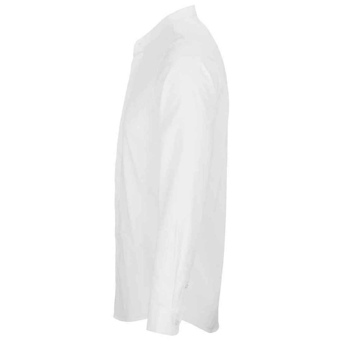 Optic White - Side - NEOBLU Mens Poplin Bart Mao Collar Long-Sleeved Formal Shirt