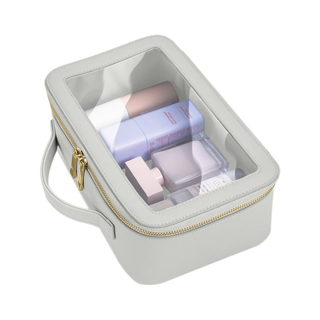 Soft Grey - Side - Bagbase Boutique Clear Toiletry Bag