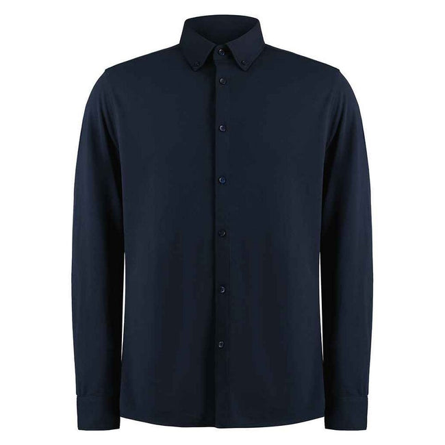Navy - Front - Kustom Kit Mens Pique Formal Shirt