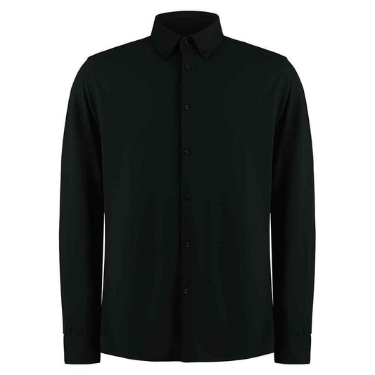 Black - Front - Kustom Kit Mens Pique Formal Shirt