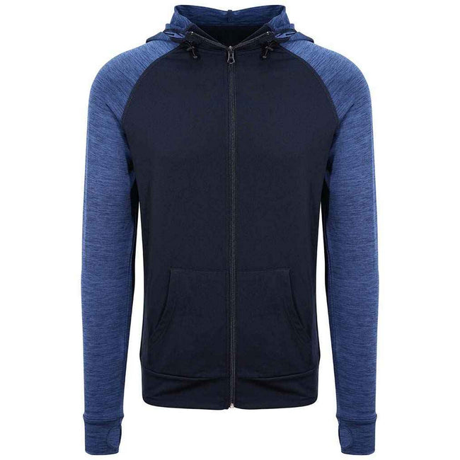 Navy Melange - Front - AWDis Cool Mens Full Zip Hoodie