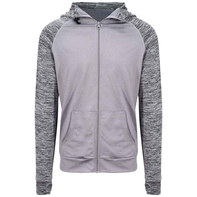 Grey Melange - Front - AWDis Cool Mens Full Zip Hoodie
