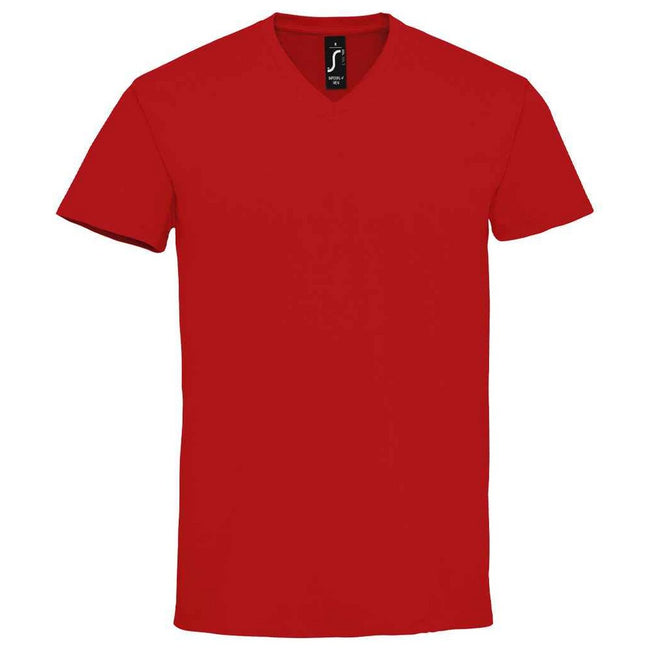 Red - Front - SOLS Mens Imperial V Neck T-Shirt
