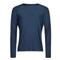 Navy Melange - Front - Tee Jays Mens CoolDry Long-Sleeved T-Shirt