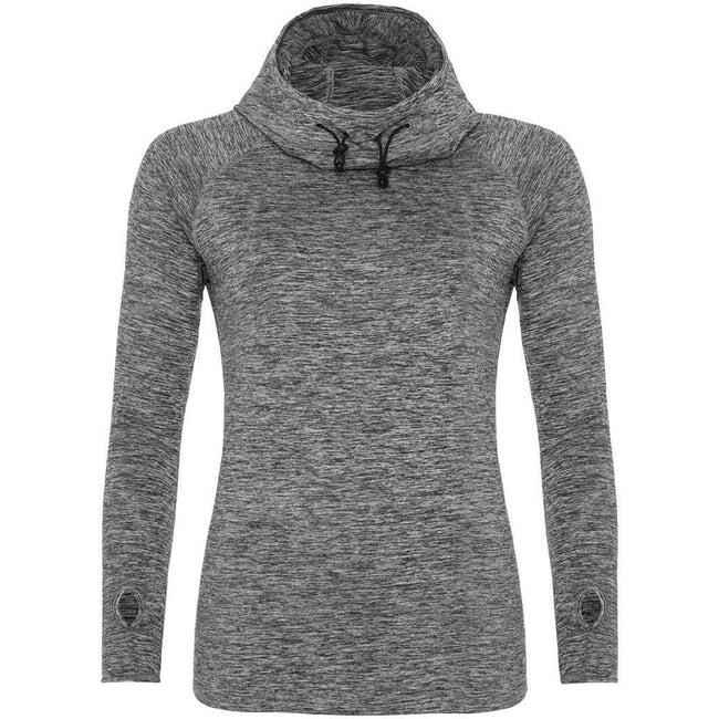 Grey Melange - Front - AWDis Cool Womens-Ladies Cowl Neck Top