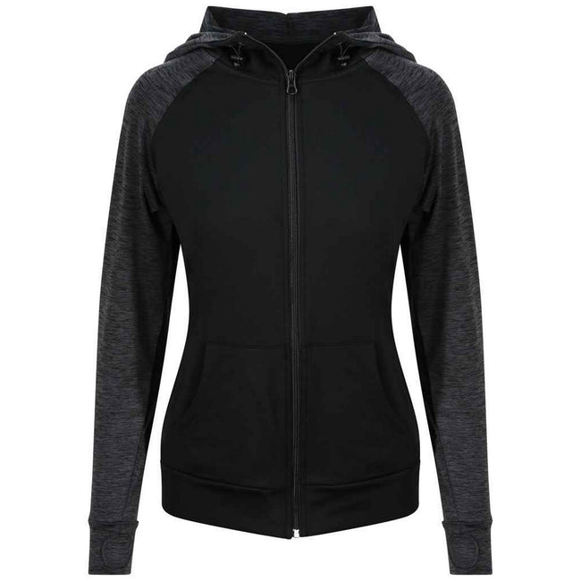 Black-Black Slate - Front - AWDis Cool Womens-Ladies Zoodie Contrast Full Zip Hoodie