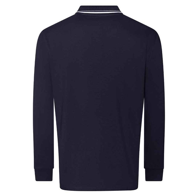 Oxford Navy-White - Back - Awdis Mens Tipped Long-Sleeved Polo Shirt