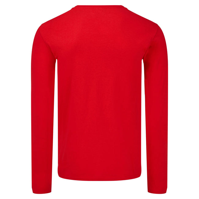 Red - Back - Fruit of the Loom Mens Iconic Long-Sleeved T-Shirt