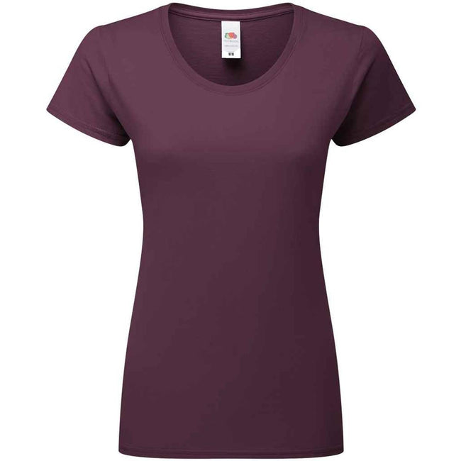 Dark Plum - Front - Fruit Of The Loom Womens-Ladies Iconic Ringspun Cotton T-Shirt