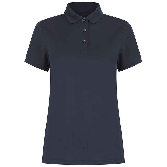 Navy - Front - Henbury Womens-Ladies Recycled Polyester Polo Shirt