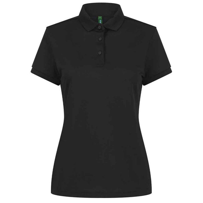 Black - Front - Henbury Womens-Ladies Recycled Polyester Polo Shirt