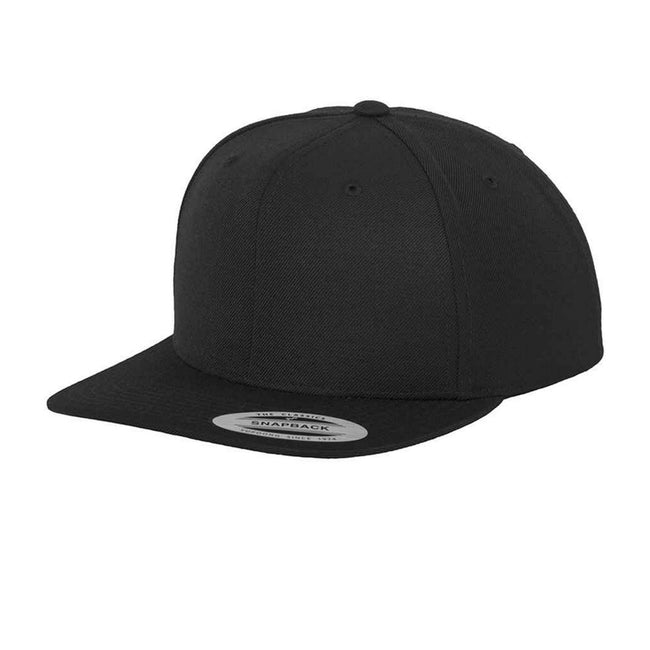Black-Black - Front - Flexfit Mens Classic Snapback Cap