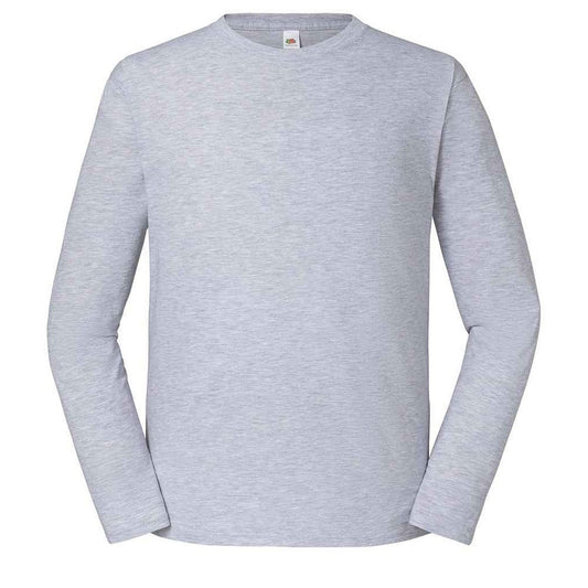 Heather Grey - Front - Fruit Of The Loom Unisex Adult Iconic 195 Premium Long-Sleeved T-Shirt