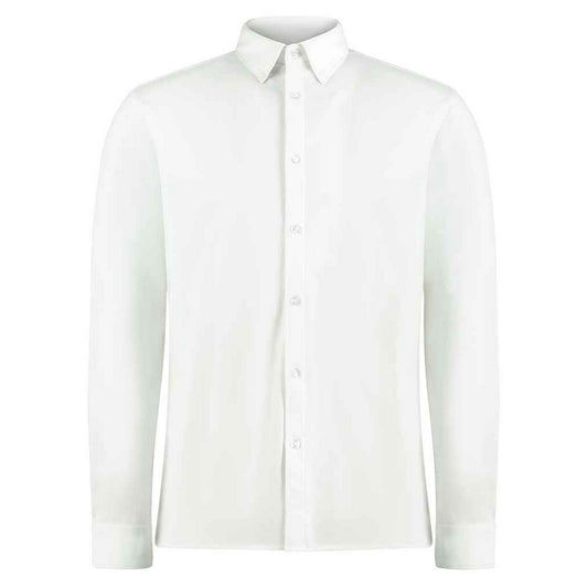 White - Front - Kustom Kit Mens Piqué Long-Sleeved Shirt