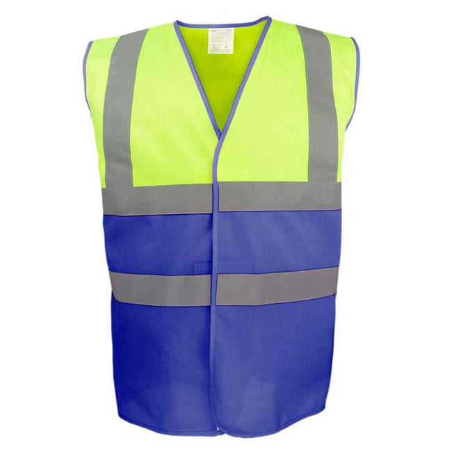 Yellow-Royal Blue - Front - Yoko Unisex Adult Two Tone Hi-Vis Vest