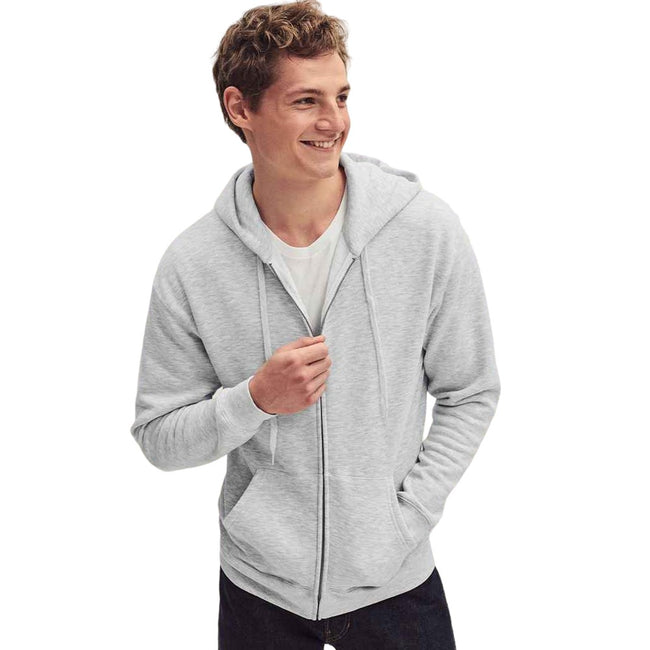 Heather Grey - Side - Fruit of the Loom Unisex Adult Premium Full Zip Hoodie