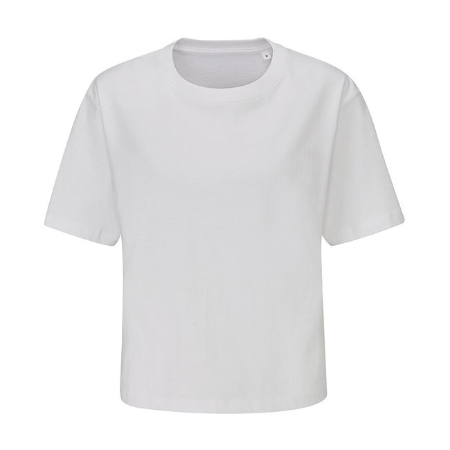 White - Front - Mantis Womens-Ladies Heavy Crop T-Shirt