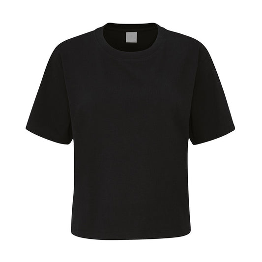 Black - Front - Mantis Womens-Ladies Heavy Crop T-Shirt