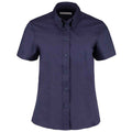 Midnight Navy - Front - Kustom Kit Womens-Ladies Premium Oxford Tailored Short-Sleeved Shirt