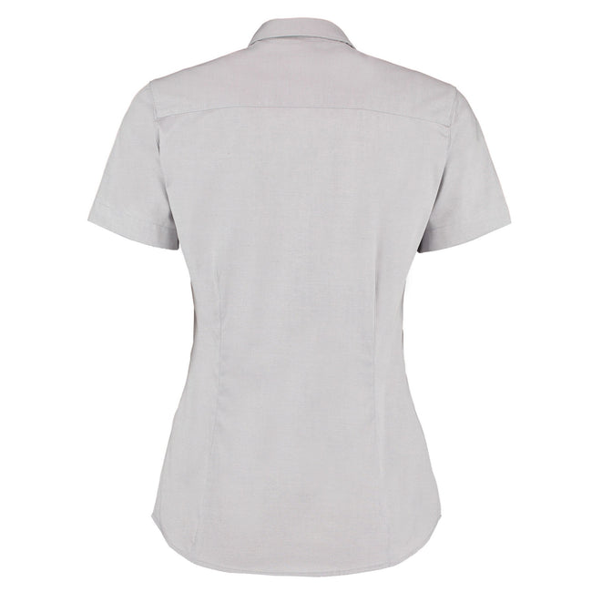Silver - Back - Kustom Kit Womens-Ladies Premium Oxford Tailored Short-Sleeved Shirt