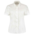 White - Front - Kustom Kit Womens-Ladies Premium Oxford Tailored Short-Sleeved Shirt