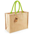 Natural-Lime Green - Front - Westford Mill Classic Jute Shopper Bag