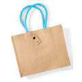 Natural-Surf Blue - Front - Westford Mill Classic Jute Shopper Bag