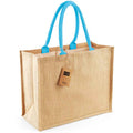 Natural-Surf Blue - Side - Westford Mill Classic Jute Shopper Bag