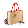Natural-Bright Red - Back - Westford Mill Classic Jute Shopper Bag