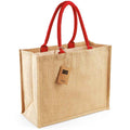 Natural-Bright Red - Side - Westford Mill Classic Jute Shopper Bag