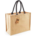 Natural-Black - Front - Westford Mill Classic Jute Shopper Bag