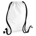 White-Black - Front - Bagbase Icon Drawstring Bag