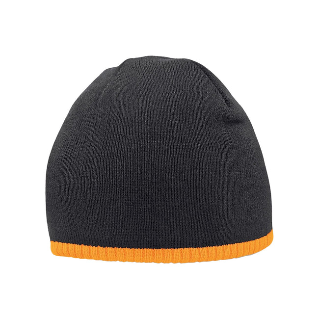 Black-Fluorescent Orange - Back - Beechfield Two Tone Pull-On Beanie
