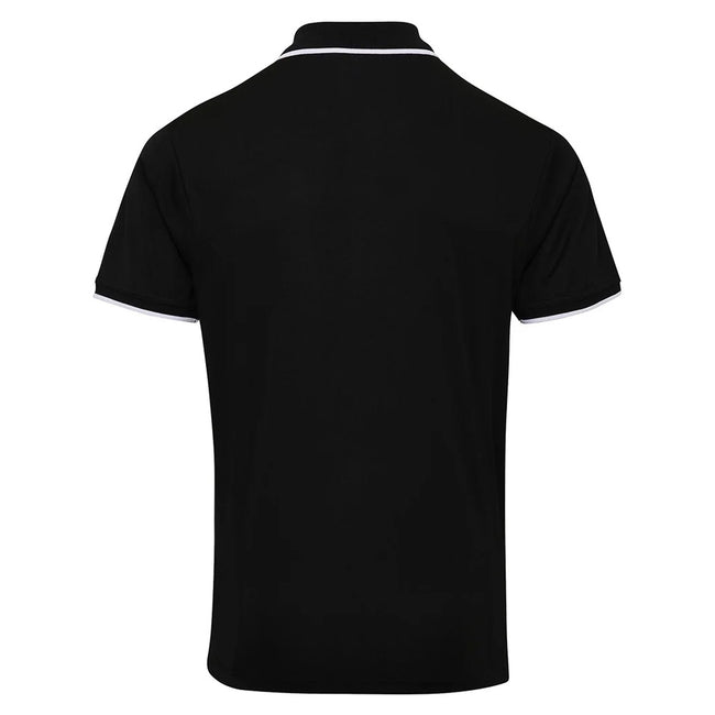 Black-White - Back - Premier Mens Coolchecker Contrast Pique Polo Shirt